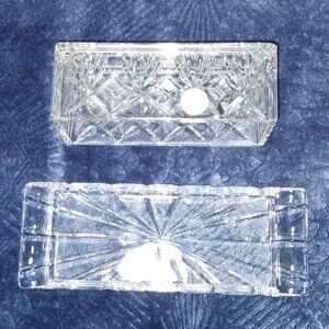 Crystal Clear Signatures Essex 6" Butter Dish Handcut 24% Full Lead Crystal NIB.